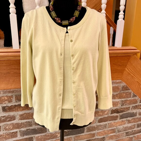 Talbots Yellow/Green Cardigan & Shell Sweater Set - Picture 1 of 11